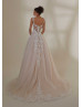 Beaded Lace Glitter Tulle Sheer Back Classic Wedding Dress